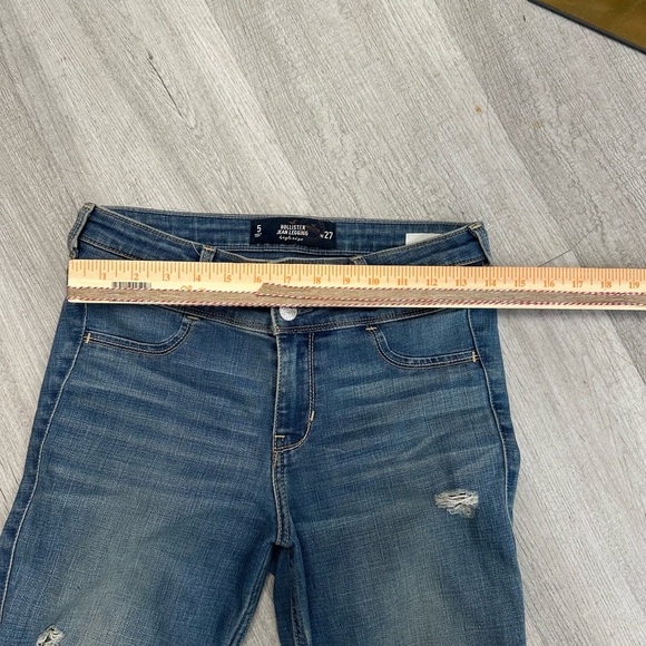 ollister High Rise Jean Legging Size 5 / 27 Distressed Raw Hem Skinny Jeans - Picture 5 of 10